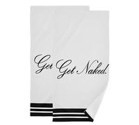 Black and White Stripes Bath Hand Towels Set of 2 Funny Quotes Get Naked Soft Absorbent Kitchen Dish Towel Abstract Modern Decorative Hand Towels for Bathroom Guest Shower Face Hair Gym 14"x28"