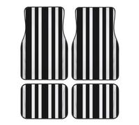 Black And-White Stripes Carpet Car Floor Mats,Universal Fit For Cars,Suvs,Trucks