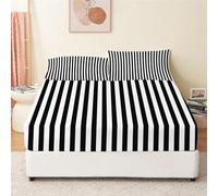 Black And White Stripes Double Fitted Sheet Black And White Stripes Bed Sheets Deep Pocket 12 inch Soft Cozy 3 Piece Microfibre 3D Bed Sheet 135x190 cm with 2 Pillowcases 50x75 cm u400