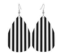 Black And-White Stripes Earrings For Women'S Earrings Leather Earrings For Girls, Novelty Teardrop Earrings, Stylish And Beautiful.