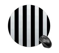 Black and-White Stripes Mouse Pad - Ultra Thin, 7.8 Inch Round Mousepad with Non-Slip Rubber Base, Waterproof Mouse Mat for Office, Gaming
