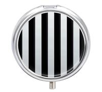 Black and White Stripes Pill Box Medicine Pill Organizer 3 Compartment Daily Pill Case Small Pill Container Round Pill Holder Travel Pill Box Metal Pill Case for Purse Pocket