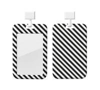 Black and-White Stripes Print Card ID Badge Holder with Breakaway Lanyard,for Doctor Teacher Nurse Staff Office
