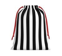 Black and-White Stripes Print Soft Drawstring Storage Bags, Flannel Gift Pouches Fashion Novelty Christmas Holiday Gifts Bags