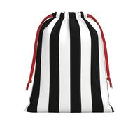 Black and-White Stripes Print Soft Drawstring Storage Bags, Flannel Gift Pouches Fashion Novelty Christmas Holiday Gifts Bags