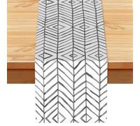 black and white stripes Printed Kitchen Table Runner 13x72, Faux Linen Style Decor for Home Wedding Banquet Fireplace