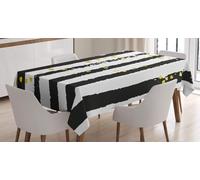 Black and White Stripes Tablecloth Square 100x100 cm - 3D Printed Geometry Pattern Table Cover and Table Cloth - Wipe Clean Waterproof Polyester Fabric for Garden, Kitchen, Party, Picnic 6029v