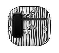 Black And White Stripes Zebra Pattern Funny Headphone Cases Compatible with AirPods 4 Hard PC Protective Cover with Secure Buckle