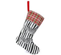 Black And White Stripes Zebra Pattern Personalized Christmas Stockings Hanging Sequin Xmas Stocking for Tree Holiday Party Decor