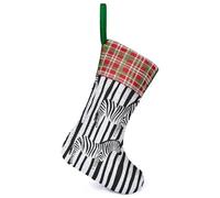 Black And White Stripes Zebra Pattern Personalized Christmas Stockings Hanging Sequin Xmas Stocking for Tree Holiday Party Decor