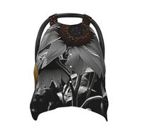 Black and White Sunflowers Baby Car Seat Canopy Cover, Multi Use Breathable Nursing Breastfeeding Covers for Mom Soft Stroller Sun Shade Newborn Shower Gift
