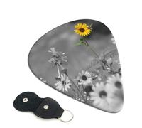 Black and White Sunflowers Guitar Plectrums, 6 Guitar Plectrums, Printed on both sides for Electric Guitar Bass Ukulele (0.46 mm 0.71 mm 0.96 mm)