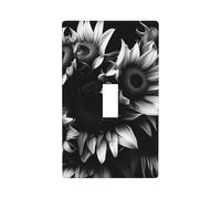 Black and White Sunflowers Print Light Switch Cover Plate,Toggle Wall Plate Cover,Standard Size 11.4 x 7 cm