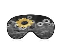 Black and White Sunflowers Sleeping Mask Sleep Mask for Side Sleeper Relaxing Zero Pressure Night Blindfold Light Block-Out Eye Mask for Sleep with Easy Adjustable Strap