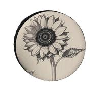 Black and White Sunflowers Spare Tire Cover, 24inch Oxford Wheel Protector Travel Accessories, Waterproof Dustproof Wheel Tire Covers for RV Jeep SUV Camper Truck
