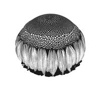 Black And White Sunflowers Waterproof Reusable Shower Cap For Women - Elastic Hair Cover For Bath, Spa, Travel & Daily Use
