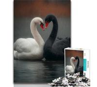 Black And White Swan Adult Jigsaws 1000 Piece,Challenging To Complete But Fun And Humorous with Matching Poster And Trivia Sheet 38x26cm