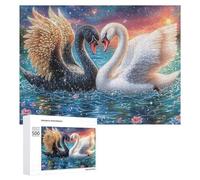 Black And White Swans at Sunset 500 Piece Jigsaw Puzzle for Family Indoor Activity Cooperative Challenge Gift for Holidays 500 PCS