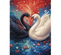 Black And White Swans Forming A Heart 500 Piece Jigsaw Puzzle Pack Wildlife Pet Teens Beginners Cognitive Development Puzzle Fans Group Play Anniversary Recycled Cardboard 500 PCS