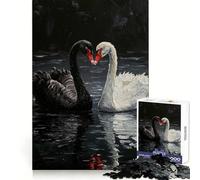 Black And White Swans Painting Puzzles for Adults 1000 Puzzles Smart Exercise Light Enjoyment Accurate Edges Holiday Treat (50x75cm)