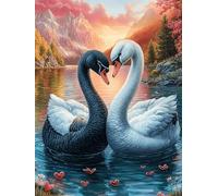 Black And White Swans Swimming Together 500-piece Jigsaw Puzzle Set Scenery Science Fiction For Adults Teens 14+ Logic Skill Indoor Game Family Game Night Summer Paperboard 500 PCS