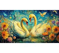 Black-and-White-Swans-with-Heart-shaped-Roses 1000 Piece Puzzle Recycled Paper Fun Present & Activity for Home Educational Game Decompression Puzzles for Adults Kids Great Gift Idea 70x50/1000pcs