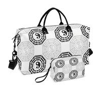 Black and White Tai Chi Travel Bag Carry on Weekender Overnight Bag Tote Bag with Adjustable Strap for Gym Large Capacity, Black and white tai chi, One Size