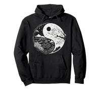 Black and White Taoism Yin Yang Symbol on Nature Yin Yang Pullover Hoodie