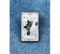 Black and White Tarot Card Enamel Pin-Cat Badge Lapel Pin,Gothic Mystery Jewelry Brooch for Backpacks,Jackets,and Hats