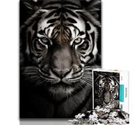 Black And White Tiger 1000 Piece Jigsaw Puzzle for Adults And Teenagers,Decompressing Intellectual Educational Toy Great Gifts And Toys (75x50cm)