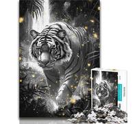 Black And White Tiger 1000 Pieces Jigsaw Puzzle for Adults& Teens,Toys Educational Games Stress Relieving Wishlist with Santa Claus (50x75cm)
