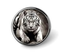 Black And White Tiger Badge Holder Exquisite Round Badge with Picture Pin DIY Button Badges Personalized Metal Button Pin Fashion Brooch Crafts Gifts Clothes Decorative Pins