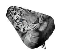 Black and White Tiger Bike Seat Cover Waterproof Oxford Fabric, Universal Adjustable Bicycle Saddle Cover with Drawstring Easy Install Protective Rain Dust Covers for Women Men