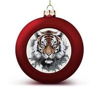 Black and White Tiger Christmas Ball Ornament Shatterproof Hanging Ball Ornaments with String Decorative Christmas Baubles for Xmas Tree Home Wedding Holiday Party Decor Supply