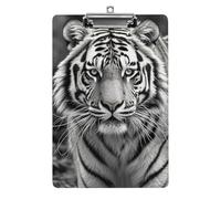 Black and White Tiger Clipboard with Hanging Hole, 8.5" X 12.5" Standard A4 Acrylic Clipboard Ultra Lightweight & Shatterproof Paper Holder for Office, Home