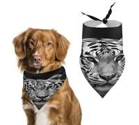 Black and White Tiger Dog Bandana Funny Triangle Dog Scarf Comfortable Pet Scarf Polyester Bib Handkerchief Soft Adjustable Puppy Bandanas Gift for Small to Large Girl Dog and Cat