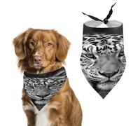 Black and White Tiger Dog Bandana Funny Triangle Dog Scarf Comfortable Pet Scarf Polyester Bib Handkerchief Soft Adjustable Puppy Bandanas Gift for Small to Large Girl Dog and Cat