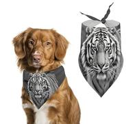 Black and White Tiger Dog Bandanas for Feeding Grooming, Triangle Pet Bibs Washable Pets Scarf for Cats & Dogs
