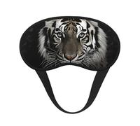Black and White Tiger Eye Mask for Sleeping Soft Satin Sleep Shade Cover Blindfold with Elastic Strap Travel Nap Blackout Eye Shade Cover for Women Men