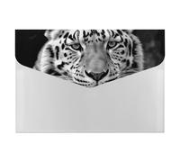 Black and White Tiger File Folder Accordion Document Organizer Portable Paper Bill Receipt Organizer Reusable 6 Pocket Expanding File Pockets Plastic Folder for Home Office Supplies