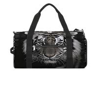 Black and White Tiger Gym Bag for Women Men Shoe Compartment Waterproof Travel Bags Sports Duffle Bag for Sports Gyms Yoga