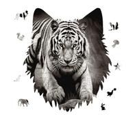 Black and White Tiger Jigsaw Puzzle 175PCS Wolf Head Design Puzzle Wooden Jigsaw Puzzles for Adults Families