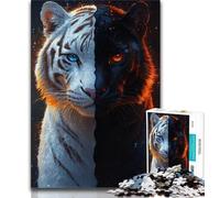 Black And White Tiger Jigsaw Puzzles for Adults Teenagers Jigsaws Puzzle,Toys Educational Games Stress Relieving Wall Decoration (38x26cm)