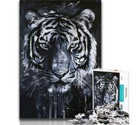 Black And White Tiger Jigsaw Puzzles for Teenagers,Help The Brain Exercise Addictive Toys to Cultivate Patience A Work of Art 38x26cm