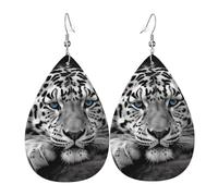 Black and white tiger Leather Earrings Dangle Drop Earring Lightweight Teardrop Earrings Vintage Bohemian Earring for Women Christmas Birthday Gift Fashion Jewelry