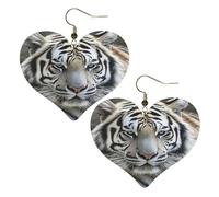 Black and White Tiger Leather Earrings for Women Heart Earring Lightweight Dangle Drop Earring Set Jewelry Gift