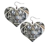 Black and White Tiger Leather Earrings for Women Heart Earring Lightweight Dangle Drop Earring Set Jewelry Gift, One Size, No Gemstone