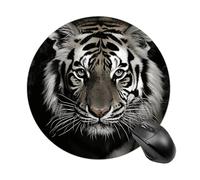 Black and White Tiger Mouse Pad Round Mouse Mat with Non-Slip Rubber Base, Washable Desktop Protection Mat for Home Office Decor Desk Accessories, 7.8inch