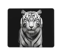 Black and White Tiger Mouse Pad with Stitched Edge, Personalized Premium-Textured Computer Mouse Mat with Non-Slip Rubber Base, Waterproof Gaming Mousepad for Laptop, Office Home 10 x 12 inch