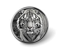 Black And White Tiger Round Badge for Men Women, Durable & Stylish Lapel Pins, Lightweight Metal Badges for Shirts, Jackets, Hats